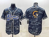 Men's Los Angeles Rams Grey Camo Team Big Logo With Patch Cool Base Stitched Baseball Jersey,baseball caps,new era cap wholesale,wholesale hats